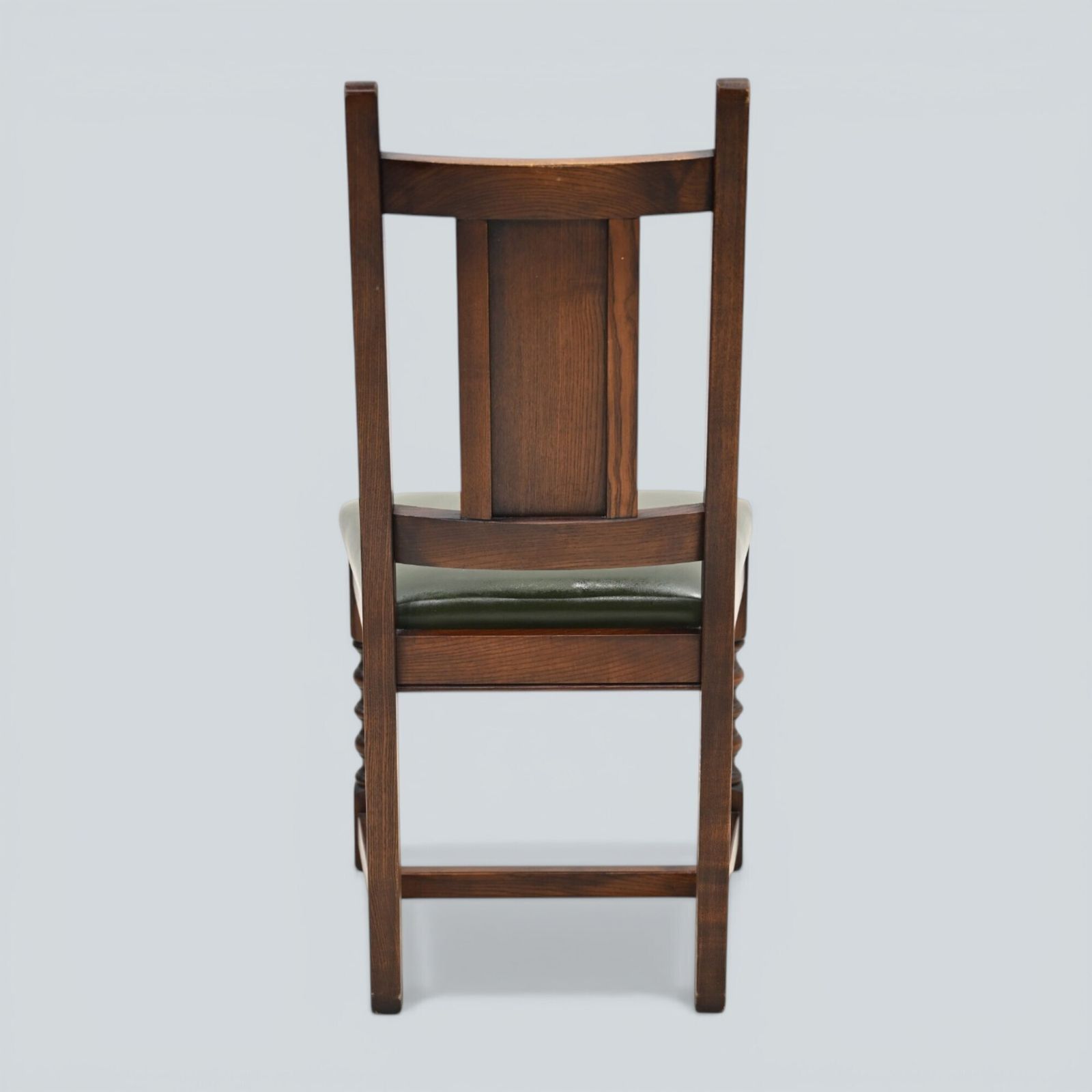 6 Oak Dining Chairs Old Charm Green Leather Seats Tudor Brown Free Uk Delivery photo vintage