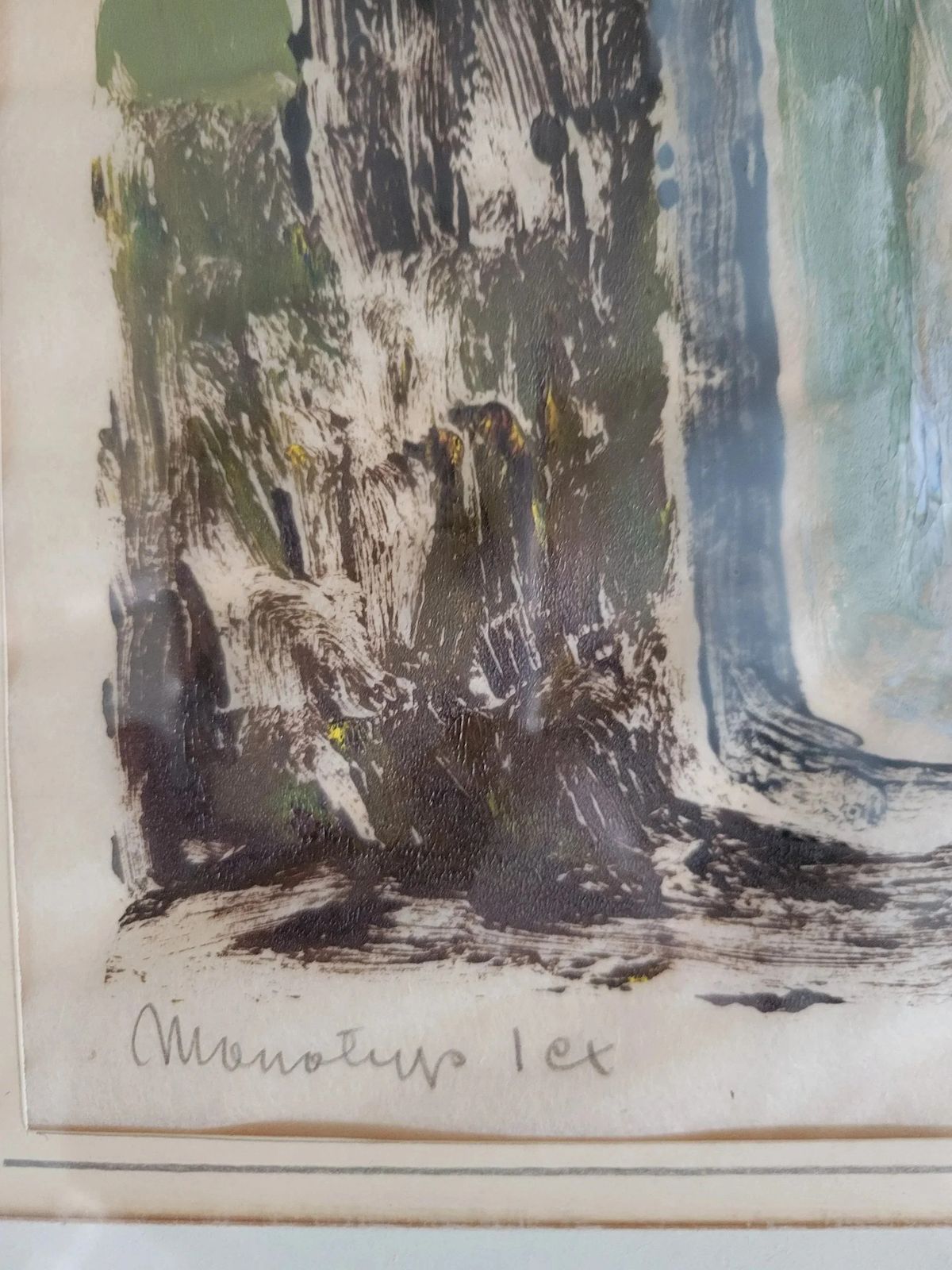 Pansies Original Mid  Century Monotype By Eric Cederberg photo vintage