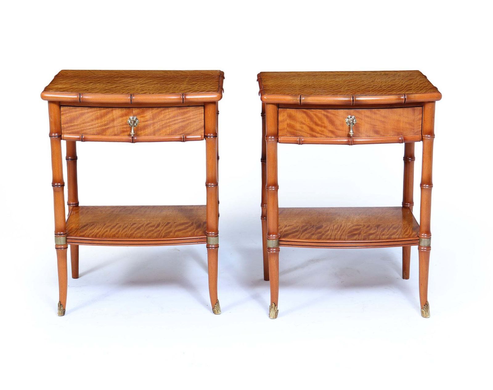 Pair Of Faux Bamboo Satin Birch Bedside Tables photo furniture