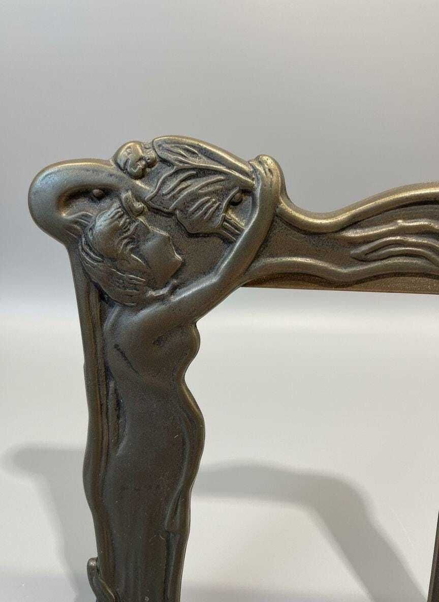 Antique Art Nouveau Brass Lady Picture Frame photo 85.0