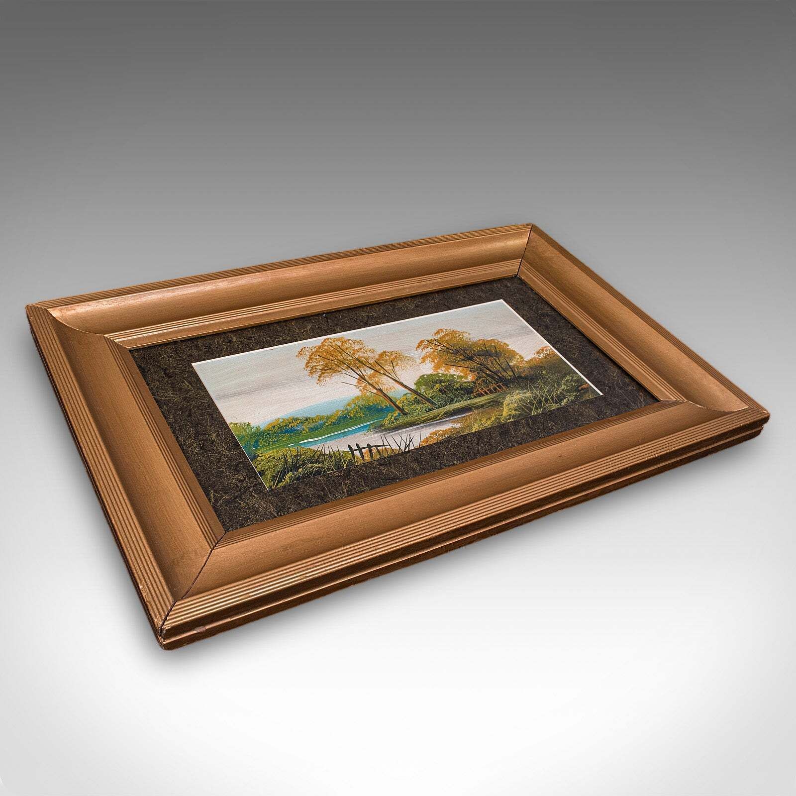 photo for sale Vintage Framed Landscape Painting, Scottish, Oil On Board, Art, Picture, River