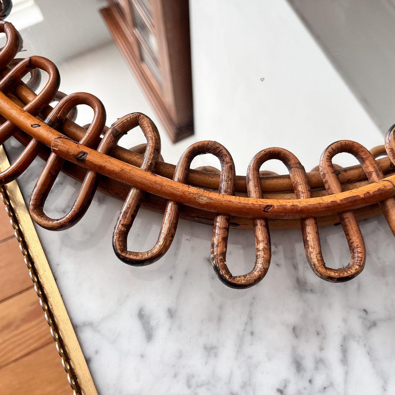 Mid Century Italian Franco Albini Bamboo Wall Mirror photo buy