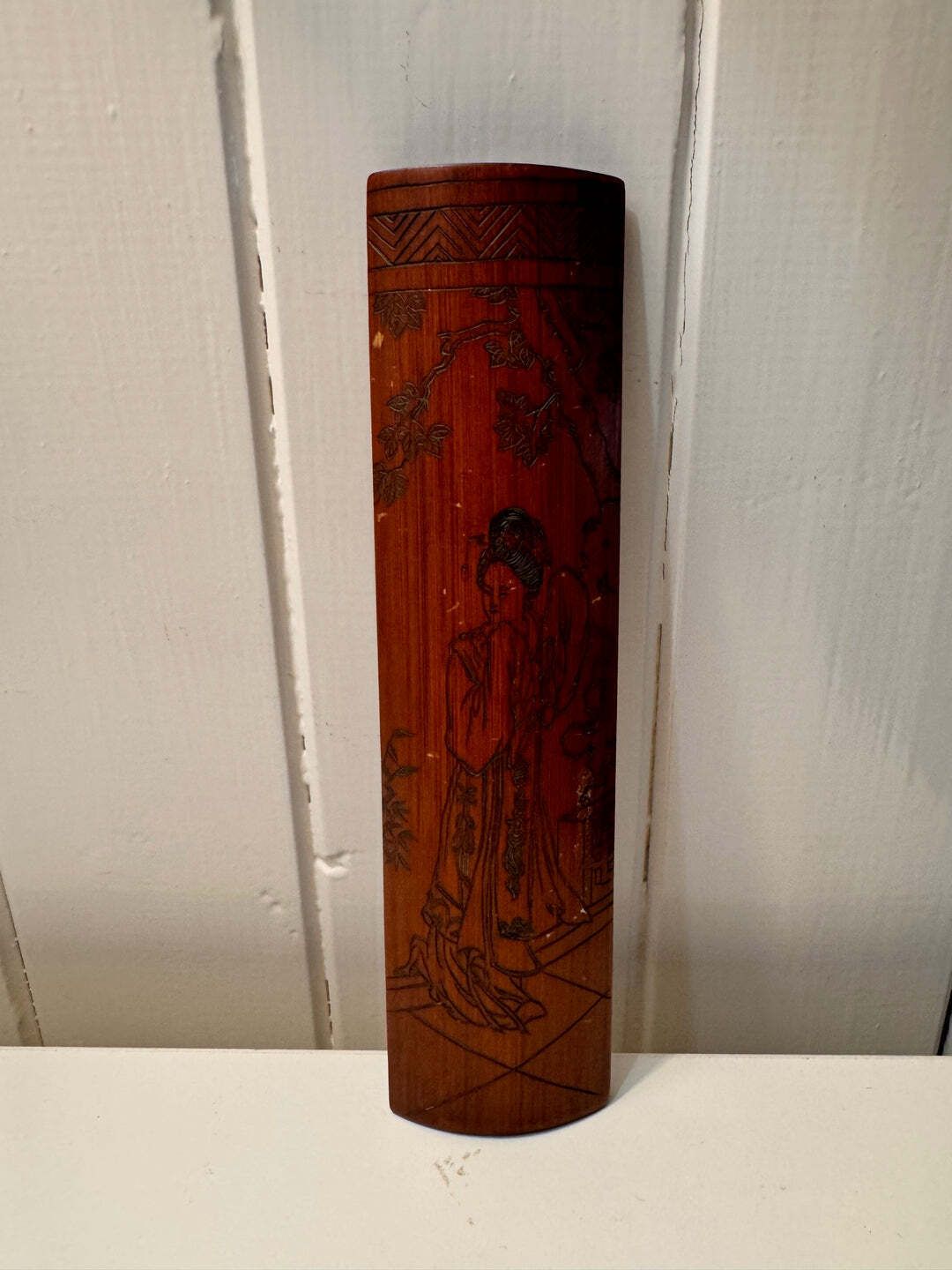 Antique Chinese Carved Bamboo Wrist Rest/ Armrest/Bige photo furniture