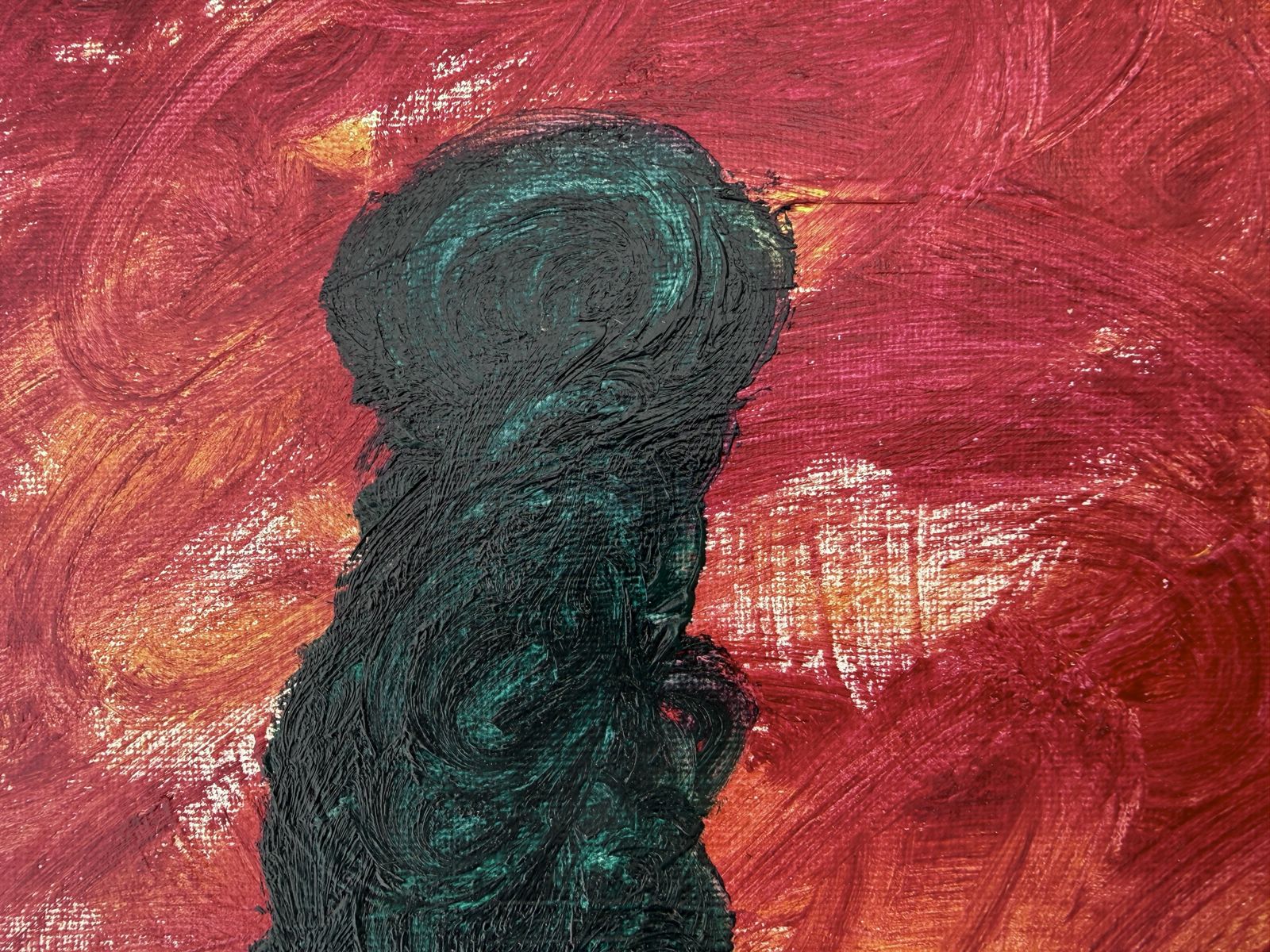 Dios Y Medio Grande Peinture Abstraite Symbolique Cramoisi Néo-Expressionniste Art Contemporain Huile 2026 photo for sale