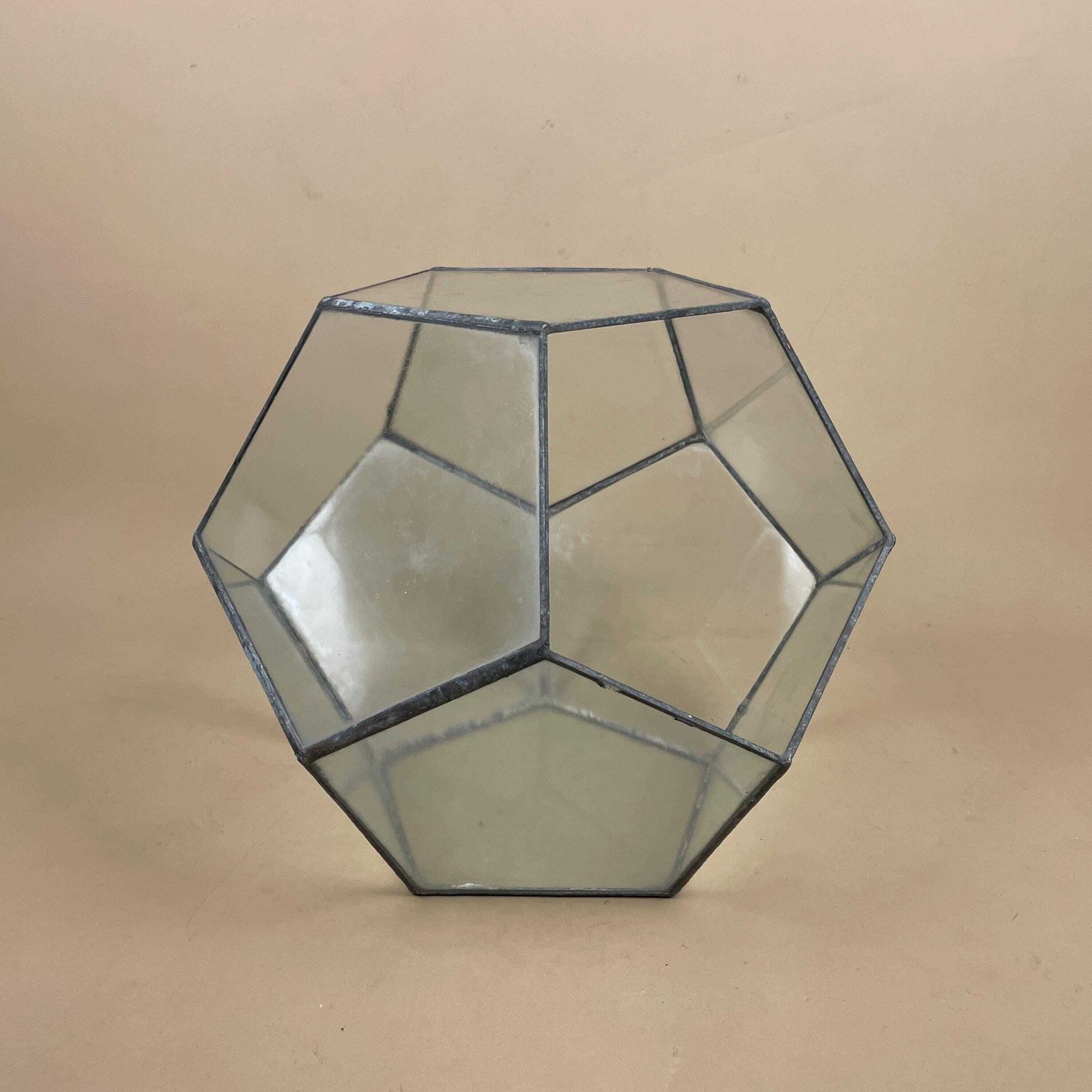 Large Geometric Glass Terrarium Open Sides Metal Frame Indoor Planter Display Box Vintage Cactus House Lantern photo furniture