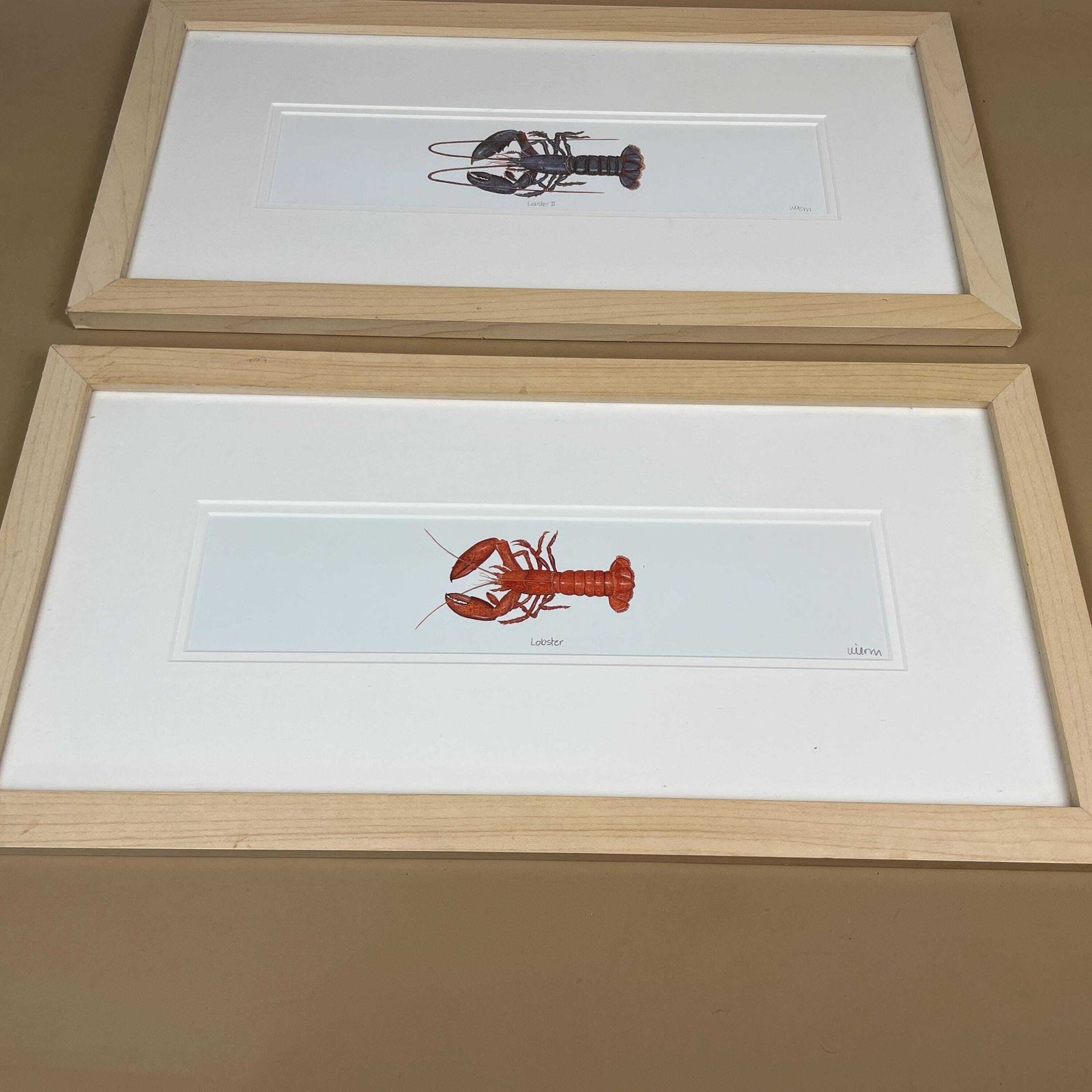 Vintage Lobster Prints Pair Framed Picture Coastal Kitchen Wall Art Nautical Seafood Crustacean Illustration Set Of 2 Wooden Frame photo furniture