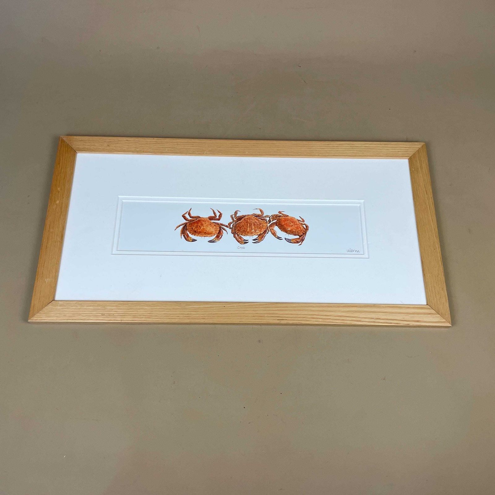 Crab Print Framed Wood Coastal Kitchen Wall Art Seafood Illustration Crustacean Picture Nautical Decor Display Animal Print photo furniture