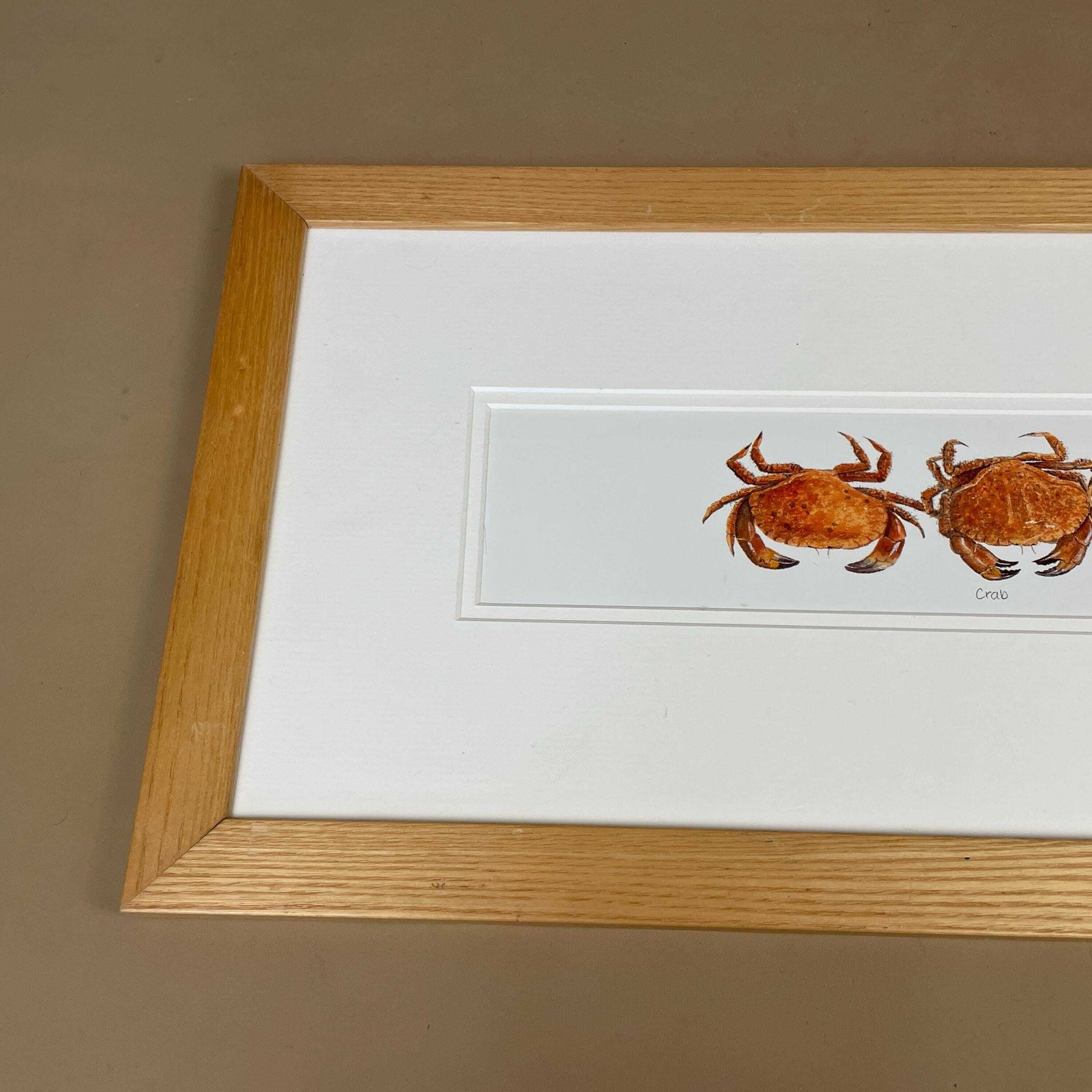 Crab Print Framed Wood Coastal Kitchen Wall Art Seafood Illustration Crustacean Picture Nautical Decor Display Animal Print photo vinterior