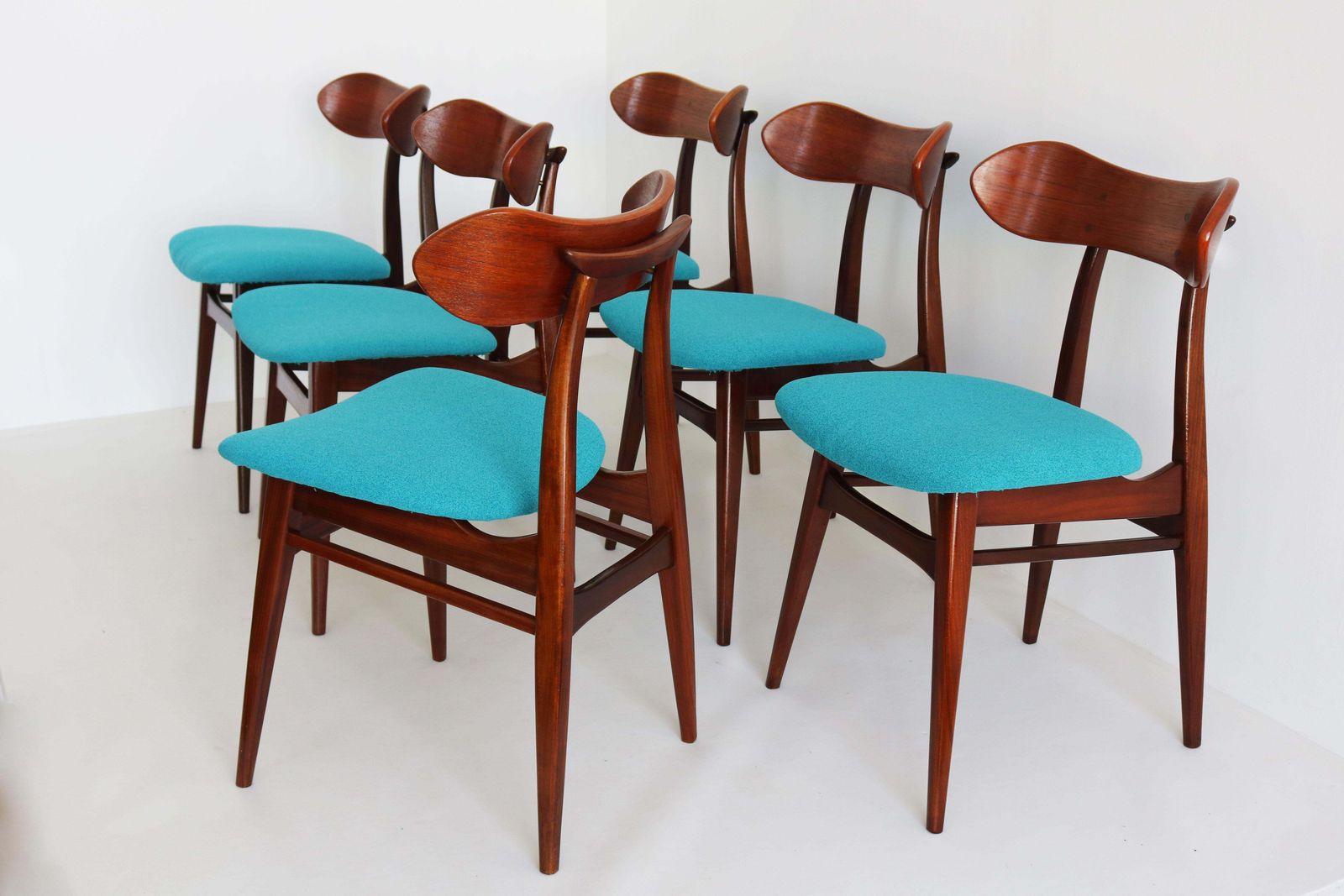 4151.0 Ensemble de 6 chaises de salle à manger Kastrup, par Louis van Teeffelen, design néerlandais, années 1950 photo