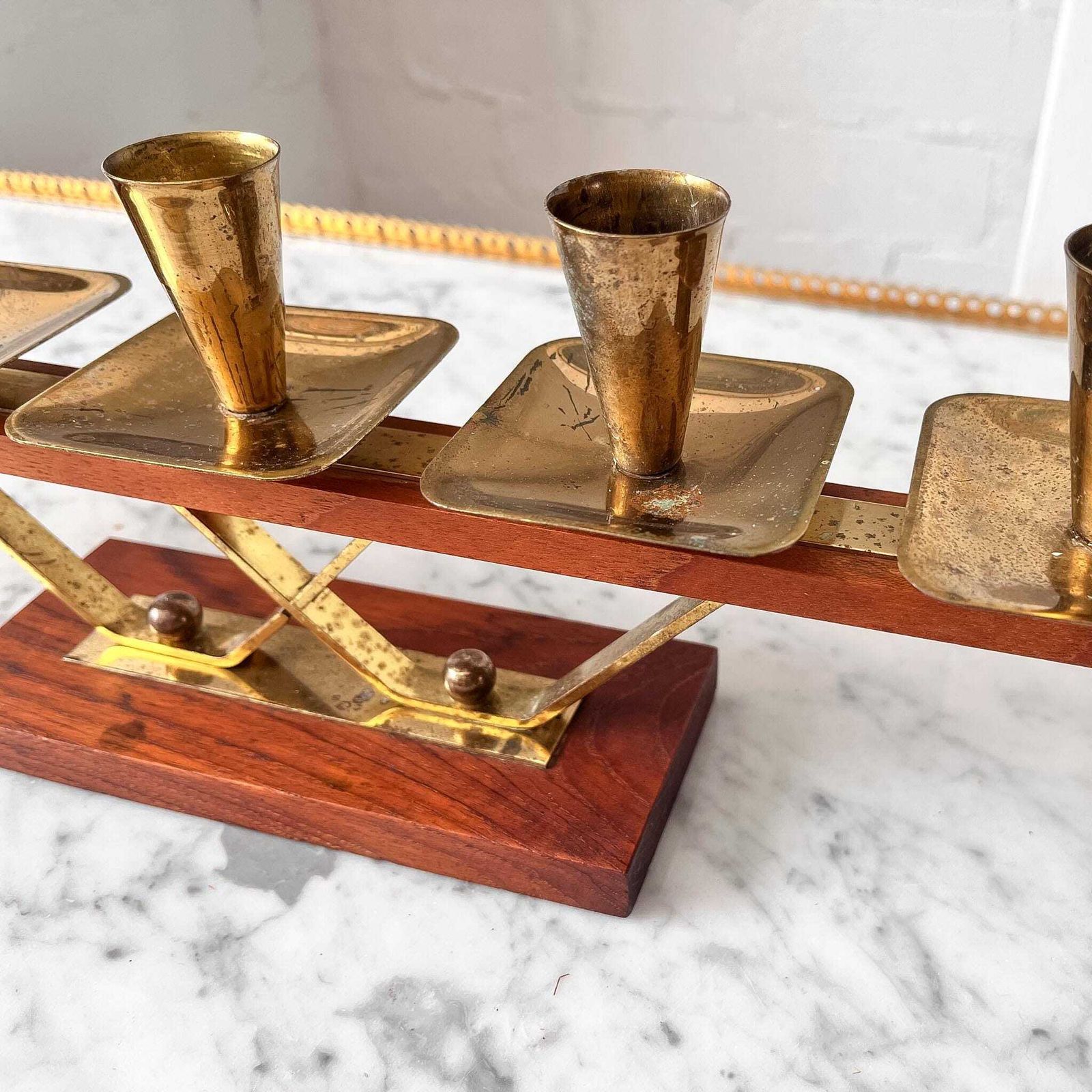 Mid Century Gilt Candlestick, 21st Century photo Home Decor
