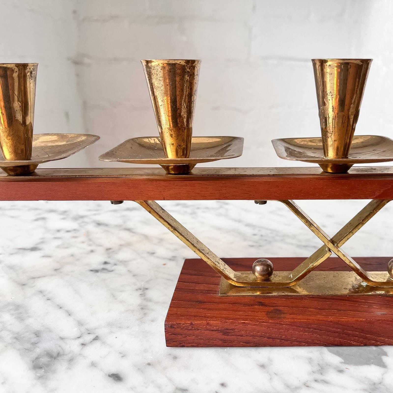 Mid Century Gilt Candlestick, 21st Century photo vintage