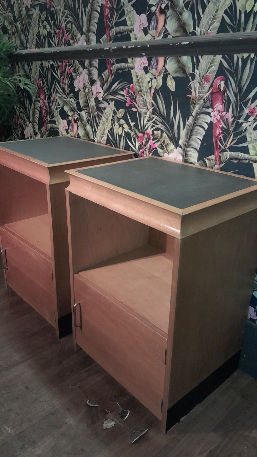 Pair Of Large Mid Century Modern Bedside Cabinets Each With 1 Door