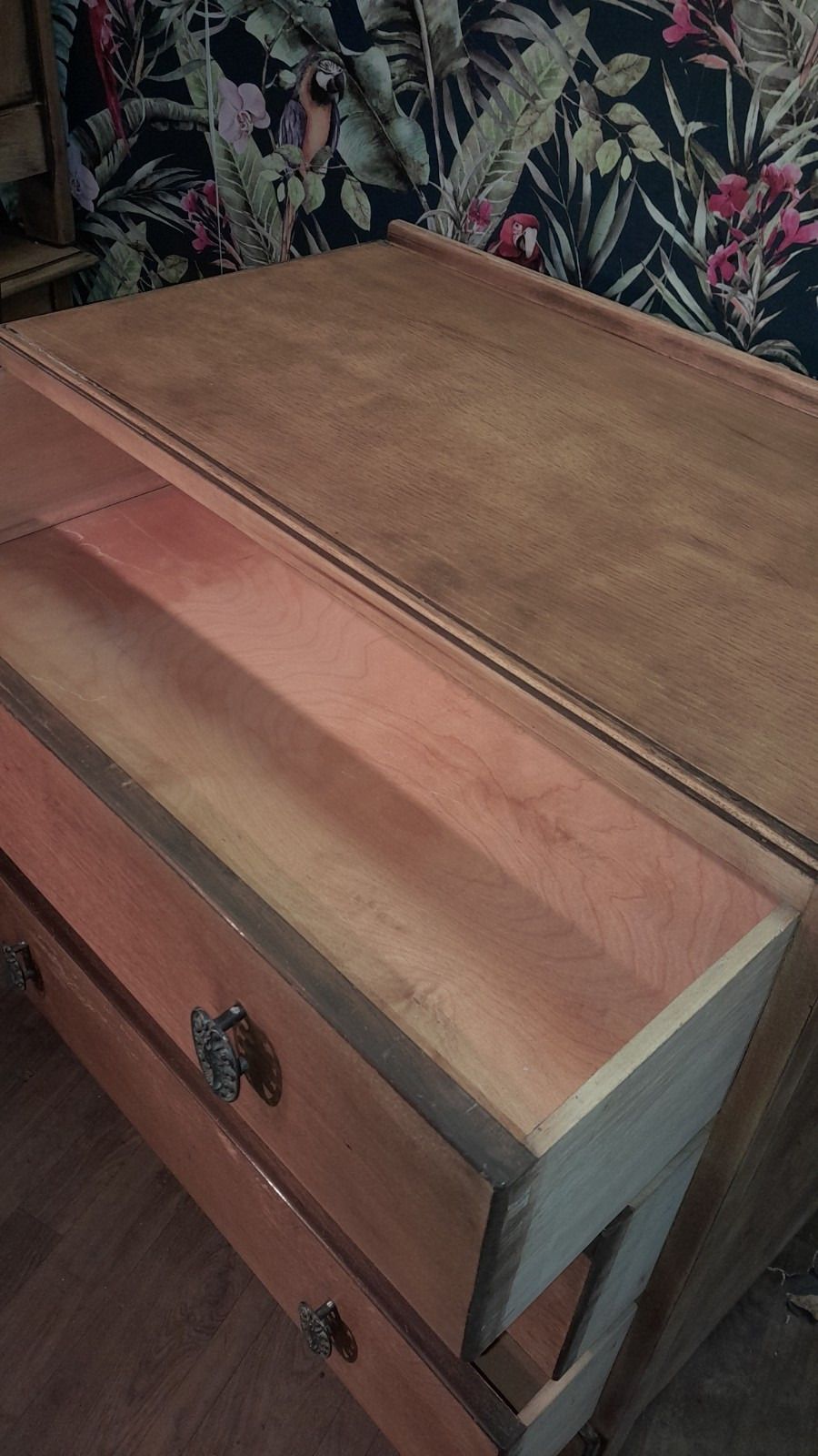 photo furniture Vintage Light Oak Chest Of 3 Drawers With Original Handles