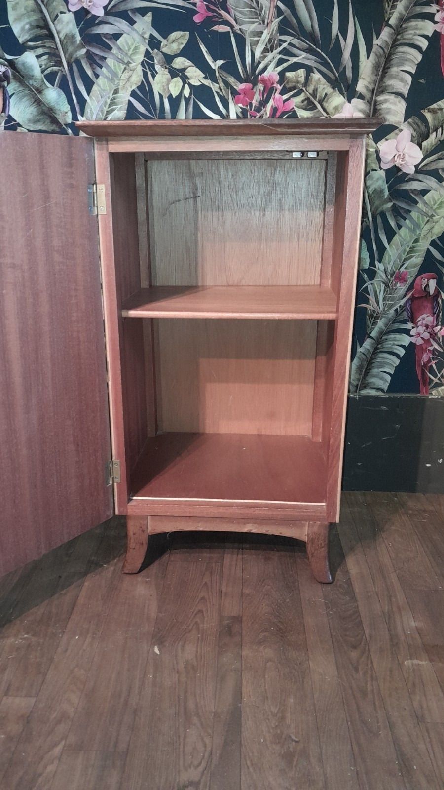 Stylish Mid Century 1 Door Bedside Cabinet With Original Handle. photo vinterior
