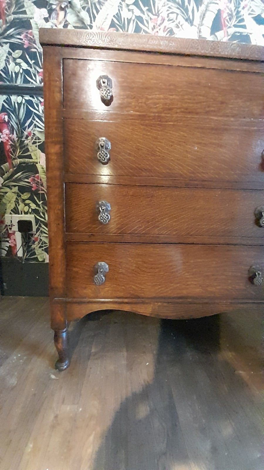 High Quality Antique Solid Oak Chest 4 Drawers With Original Handles photo for sale