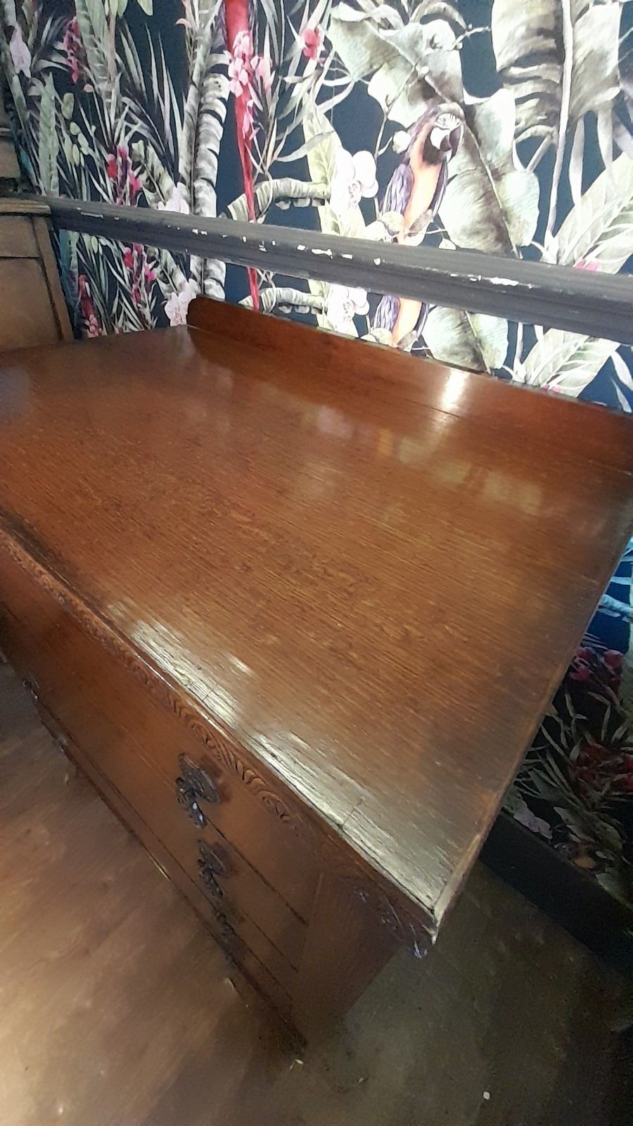 High Quality Antique Solid Oak Chest 4 Drawers With Original Handles photo vintage