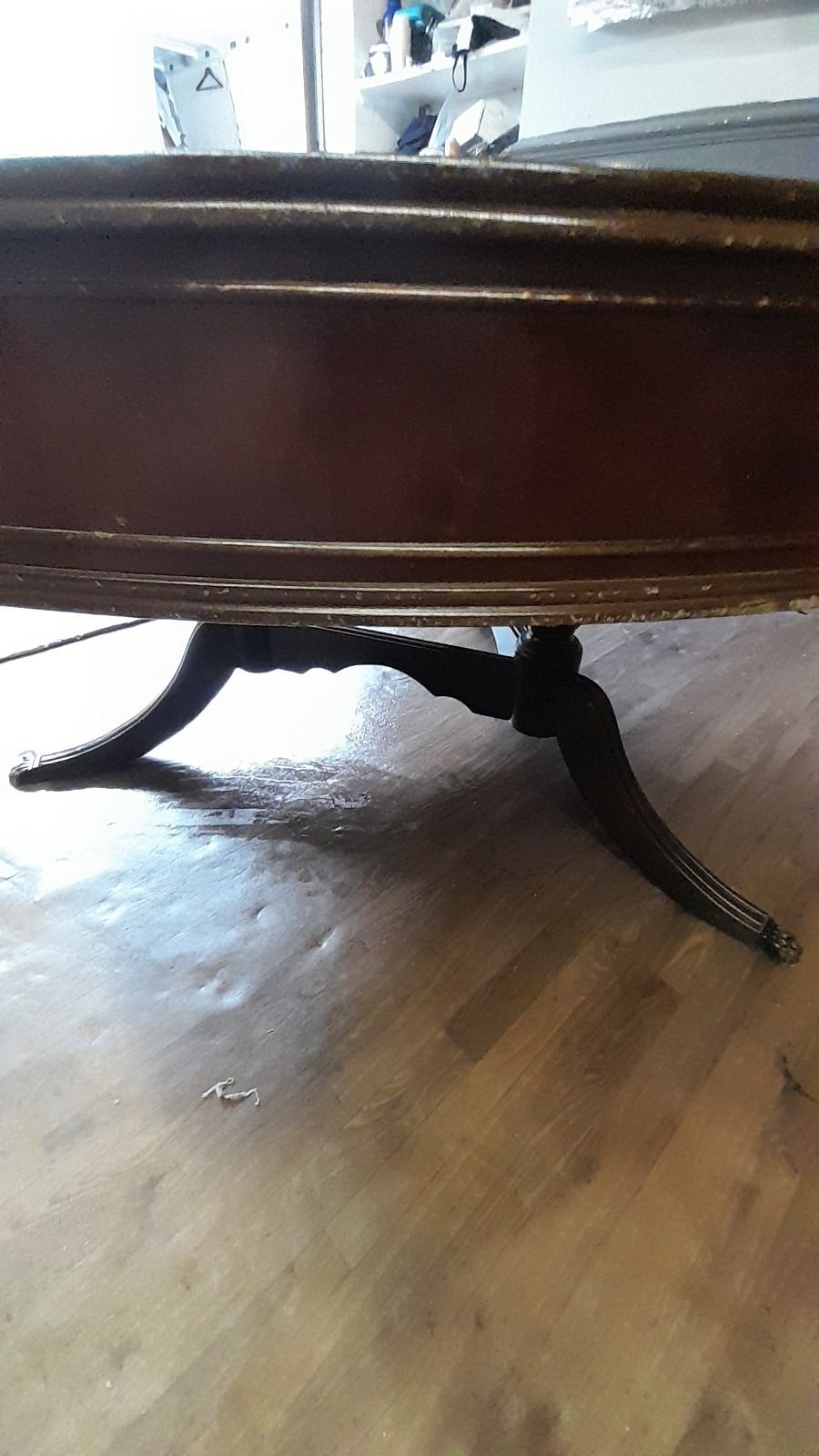 photo buy Antique Stunning Large Circular Manogany Dining Table With Drawers And 4 Matching Chairs