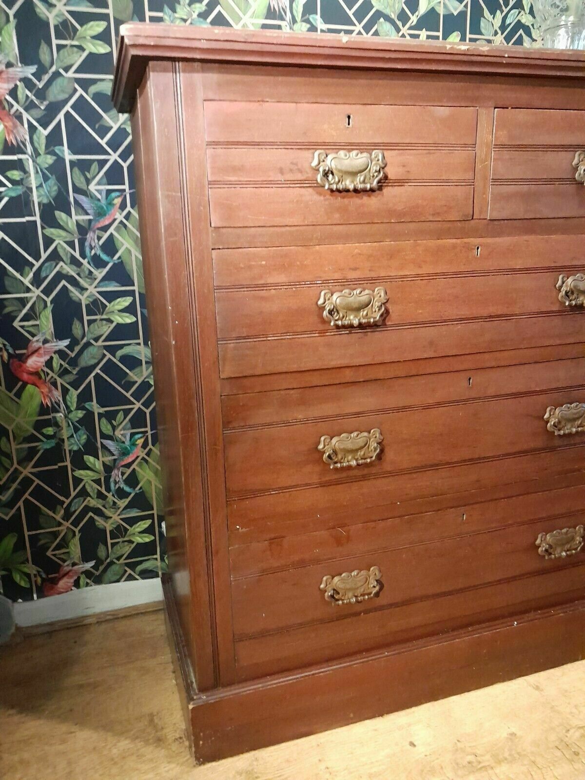Antique Tall Chest Of 2 Short Over 3 Long Drawers photo vintage