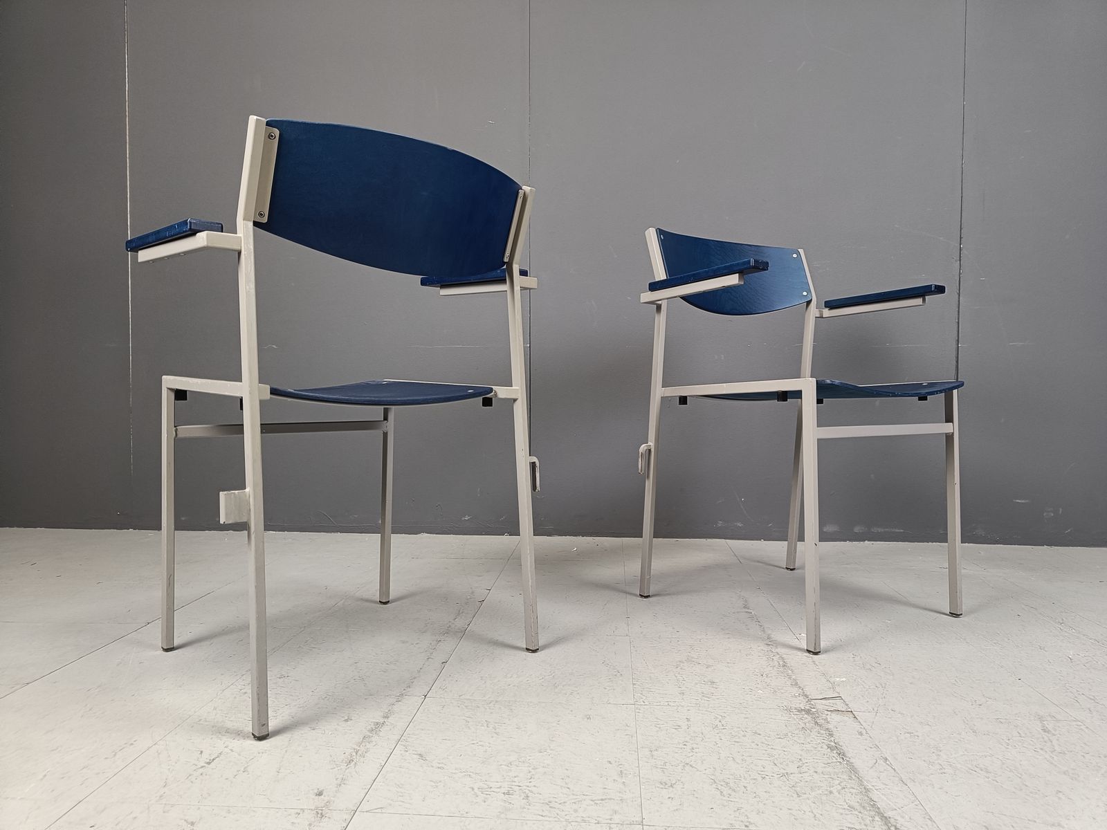 photo furniture Minimalist Metal And Plywood Stackable Armchairs By Gijs Van Der Sluis, Set Of 6