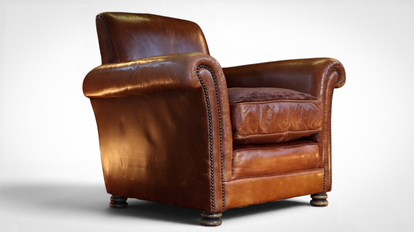 Superb Chairs Of Bath Club Leather Armchair Antique Saddle Tan Reversible Seat🚚