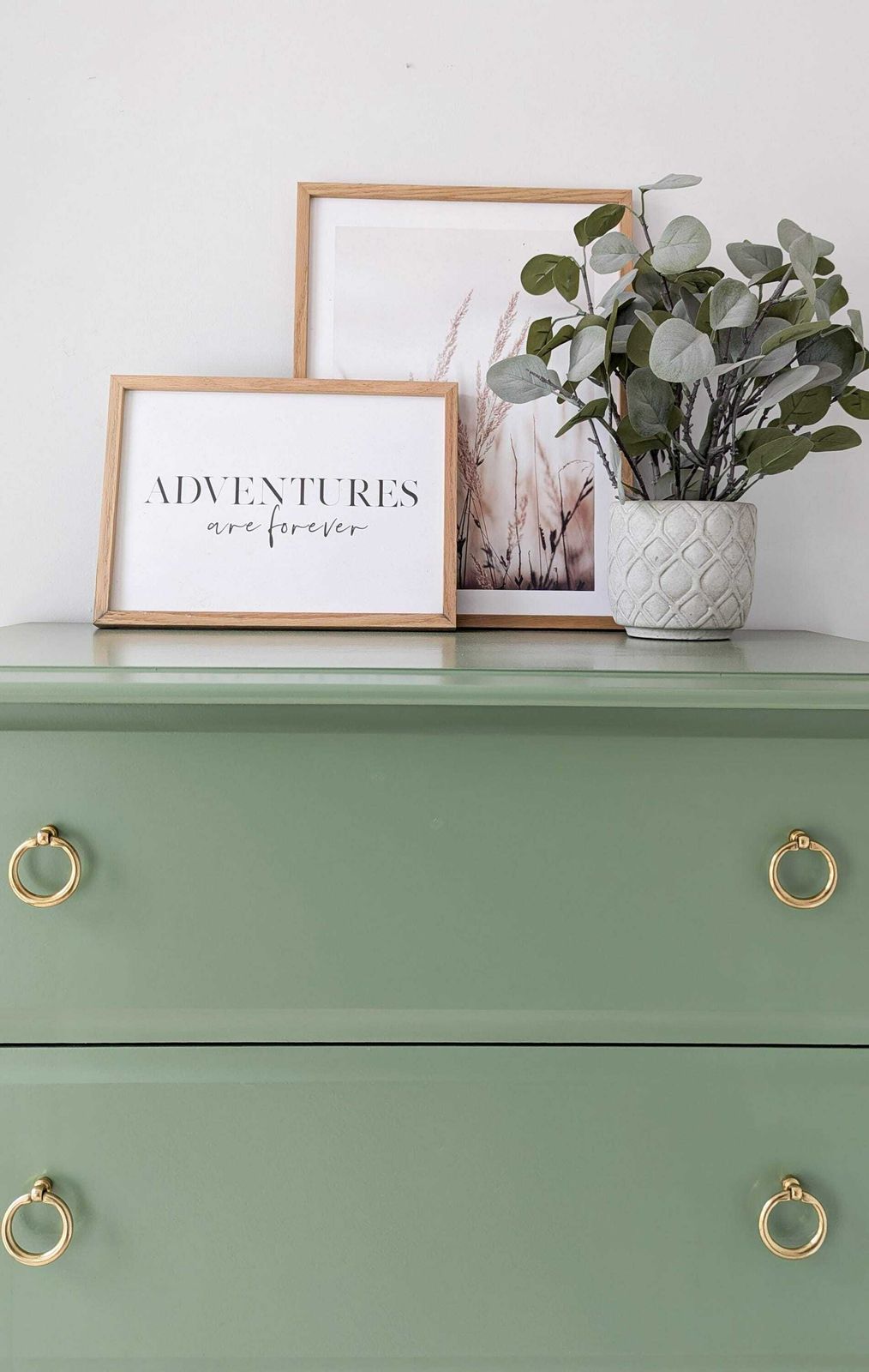 Spray Painted Sage Green Stag Minstrel Tallboy Chest Of Drawers photo 545.0