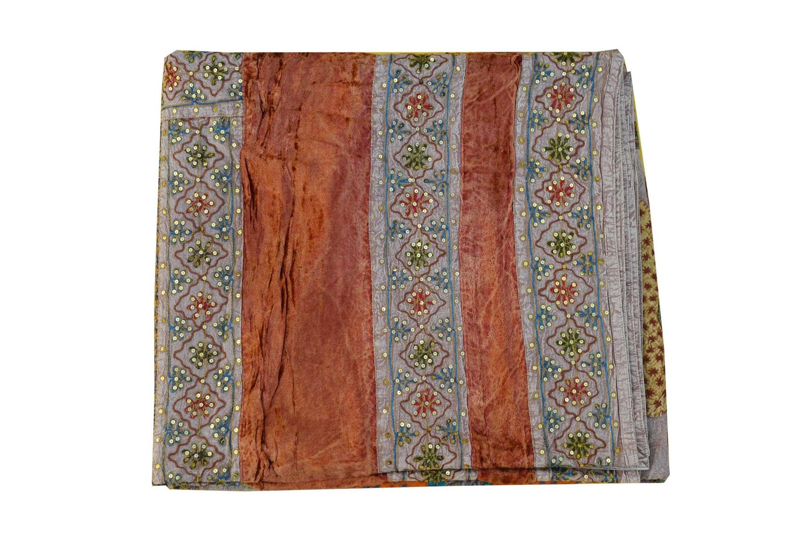 Vintage 1990's Copper Bed Cover With Exquisite Glasswork, Tapestry Hand Embroidery   Vintage Throw Blanket photo Art