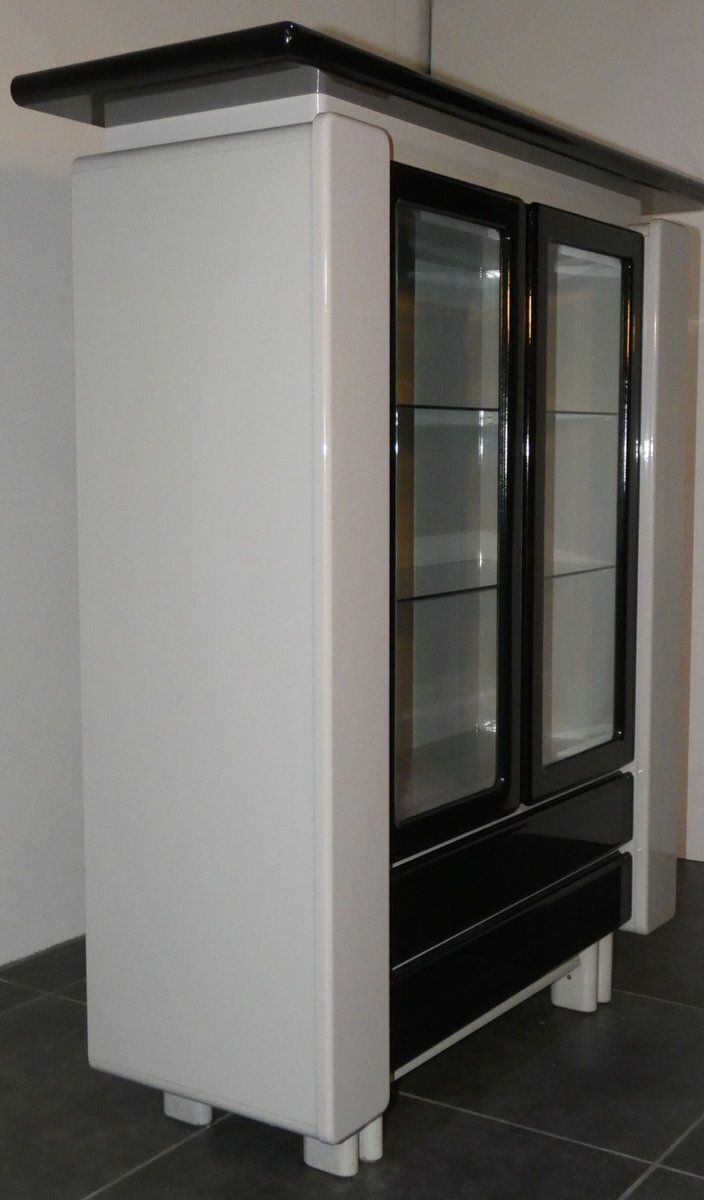 Furniture Two Tone Lacquered Wood Bar Cabinet, Italy, 1980s photo