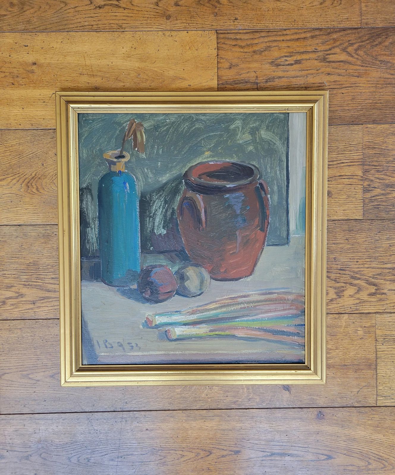Art Apples And Leeks  Swedish Mid Century Original Still Life photo