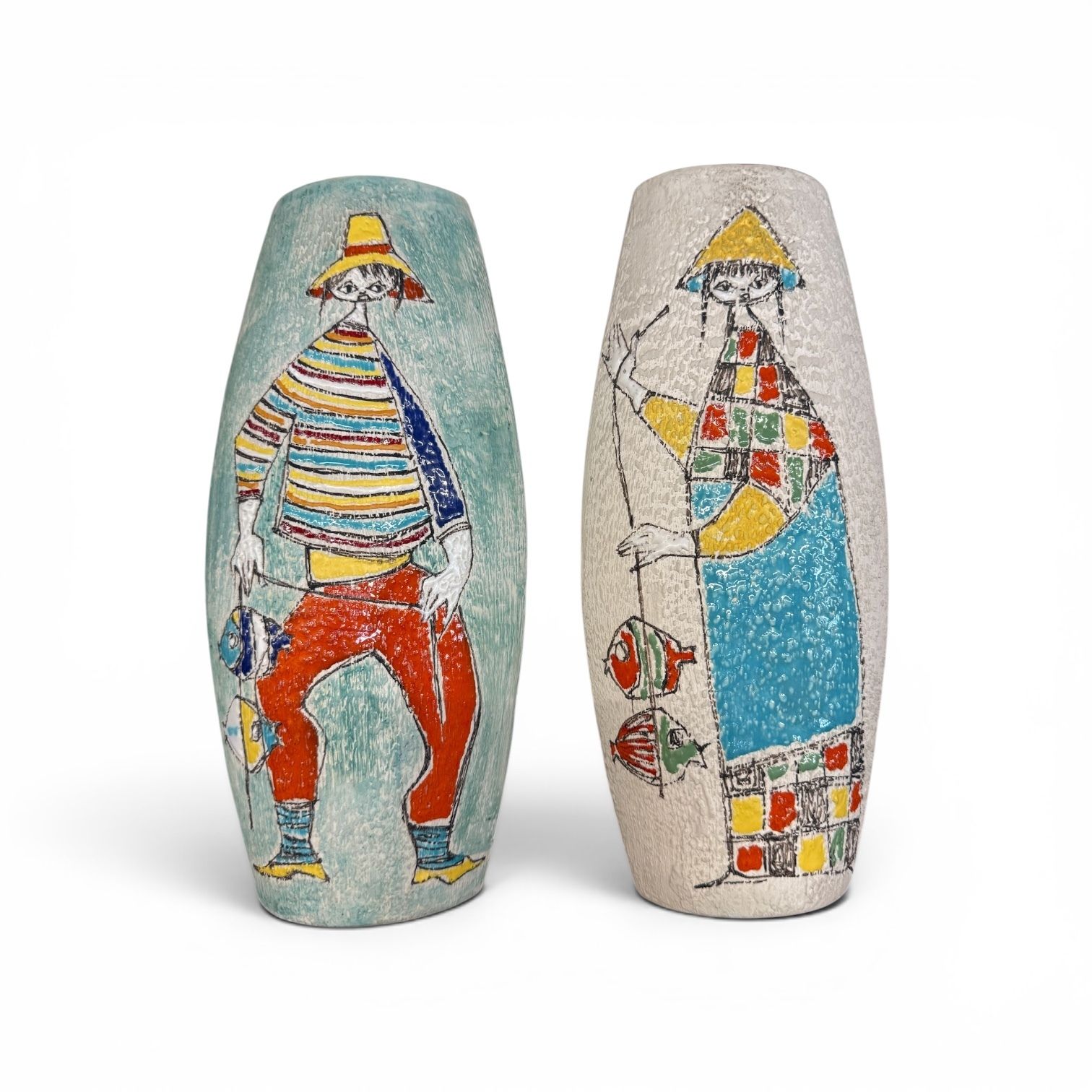 Home Decor Pair Of Italian Alla Moda Mid Century Ceramic Vases, C.1950s–60s photo