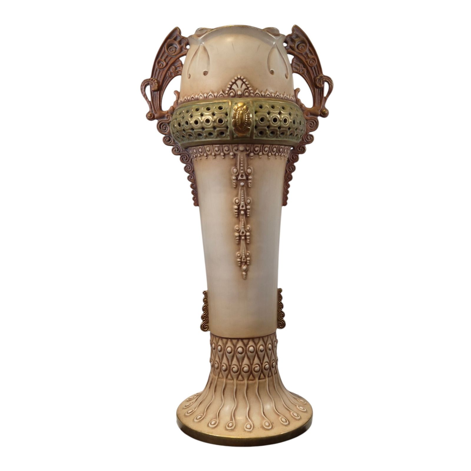 Monumental “Amphora” Turn Teplitz Art Nouveau Pottery Vase, C. 1895–1910 photo for sale