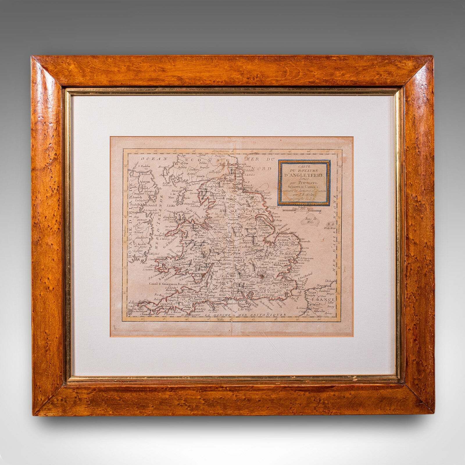 Antique Map Of England & Wales, French, Framed Cartography, Georgian, Circa 1780 photo furniture