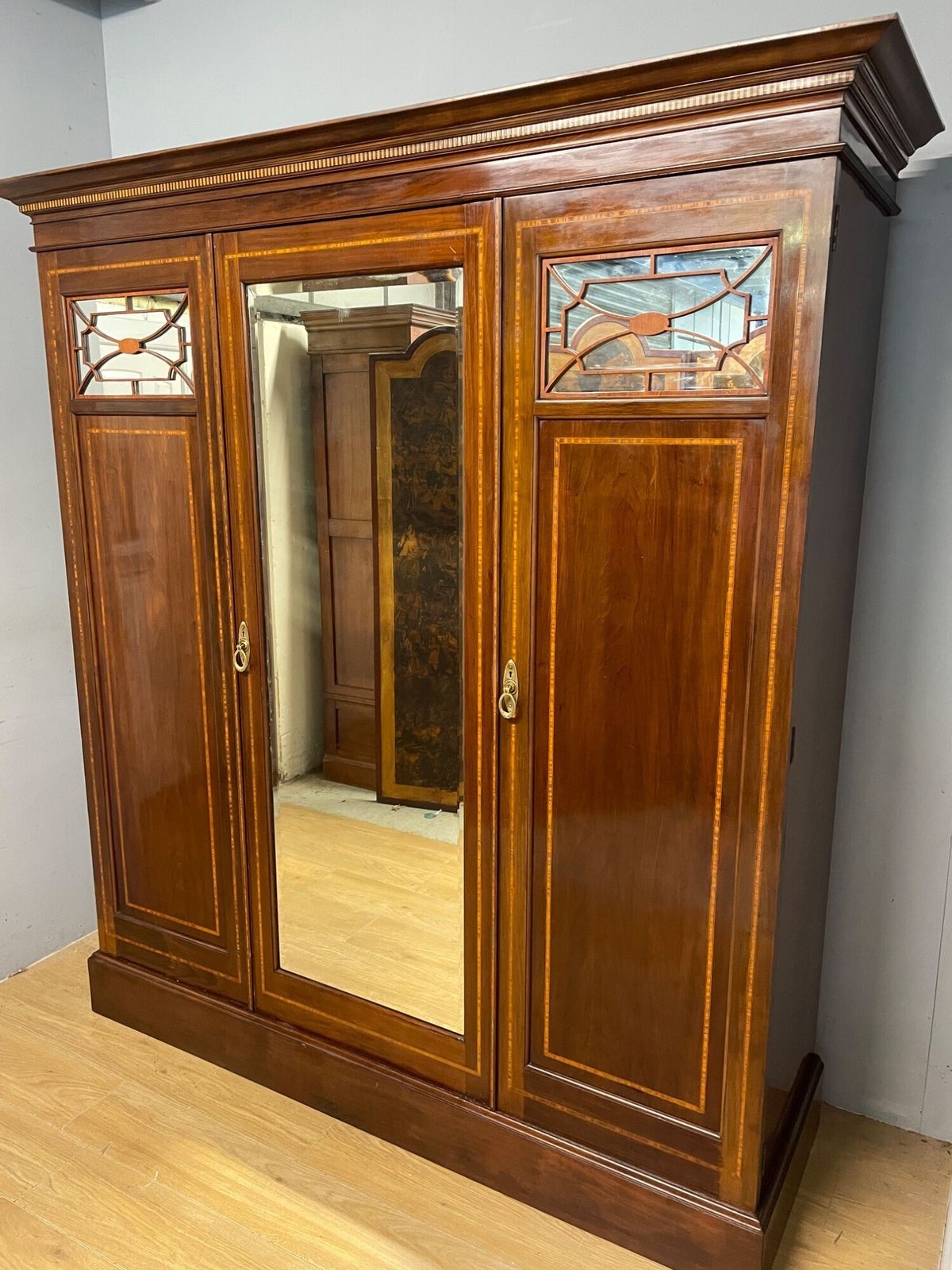 Late C19th Inlaid Mahogany Wardrobe By Maple And Co London photo for sale