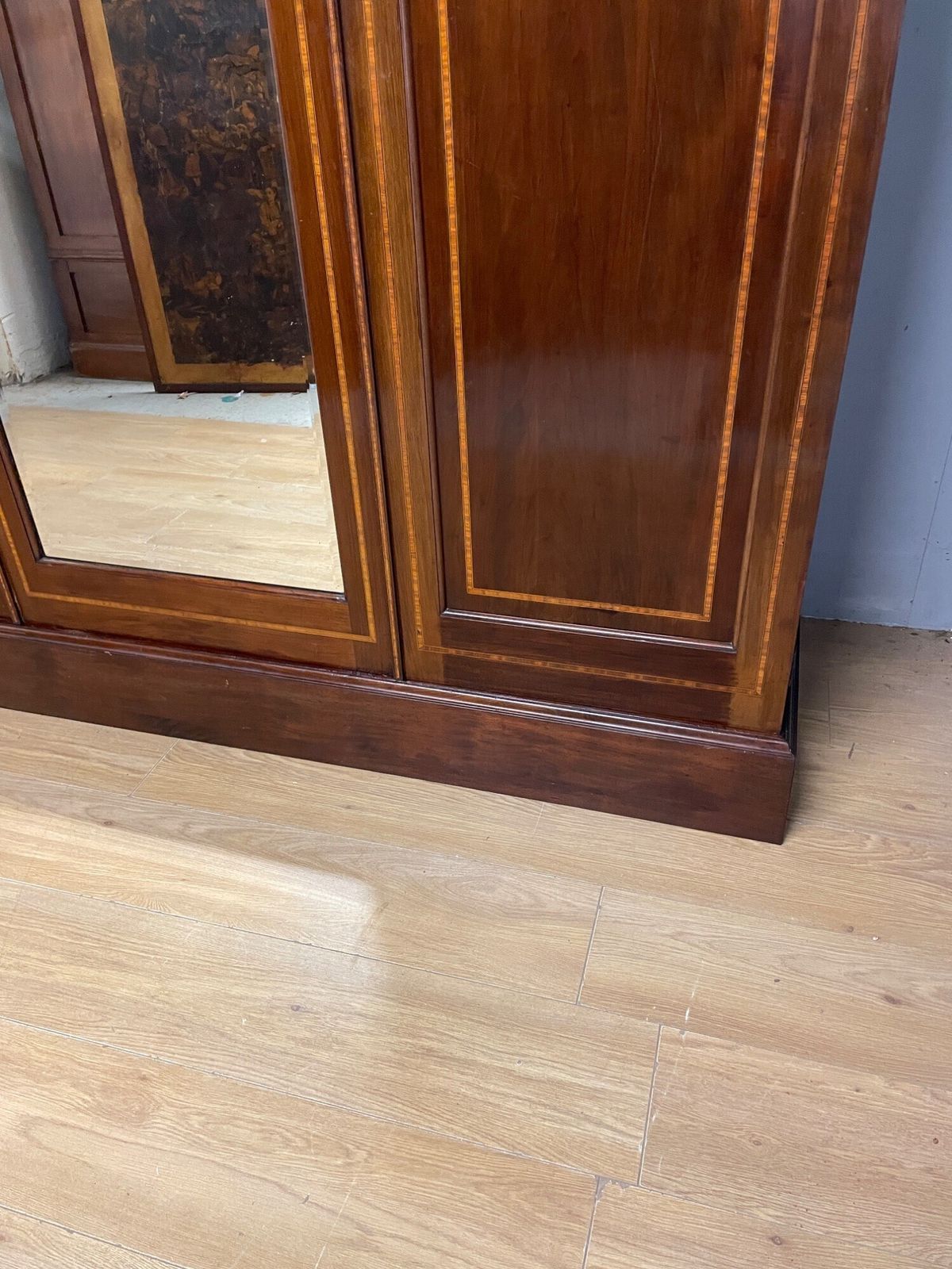 995.0 Late C19th Inlaid Mahogany Wardrobe By Maple And Co London photo