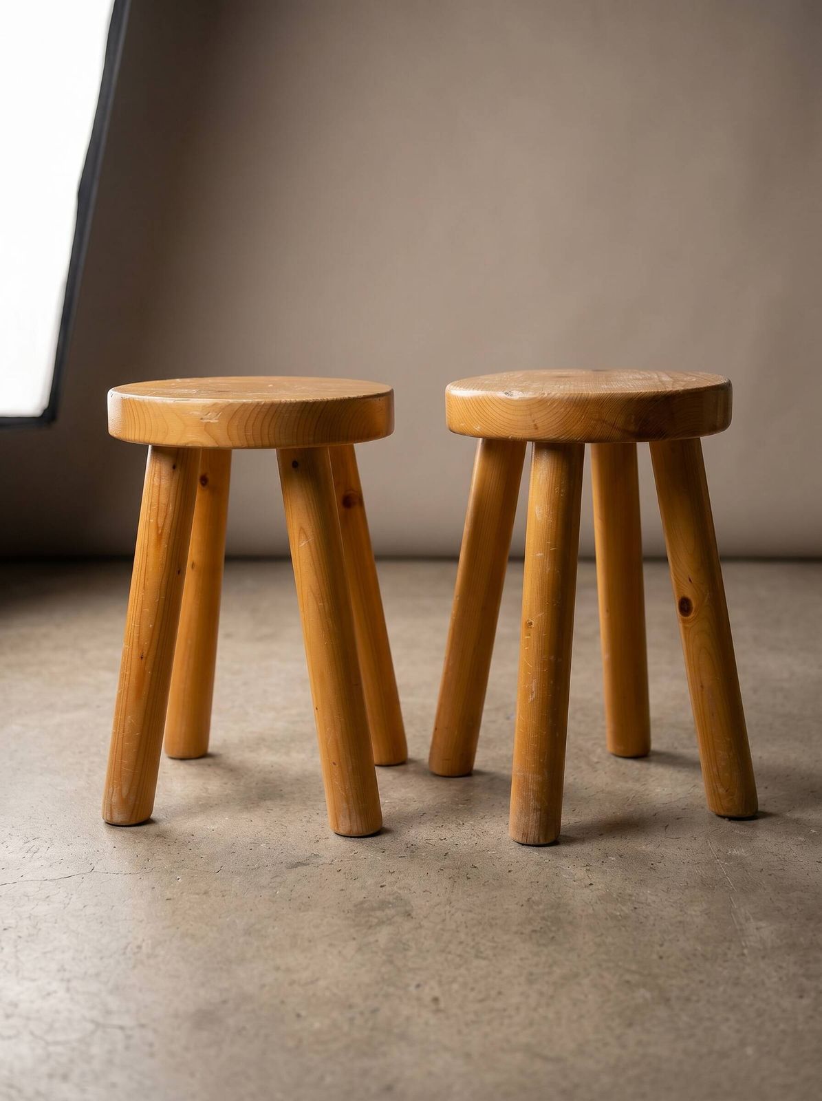 Pair Of Charlotte Perriand Stools   1965 For Les Arcs 1600 photo furniture