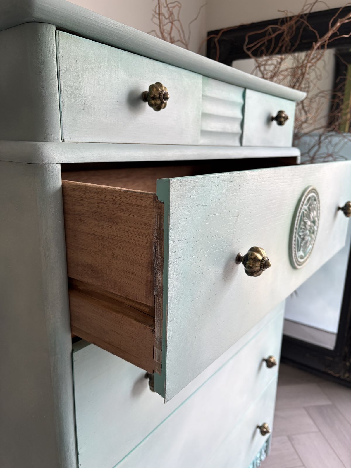 Stag Chest Of Drawers, Pale Green photo for sale