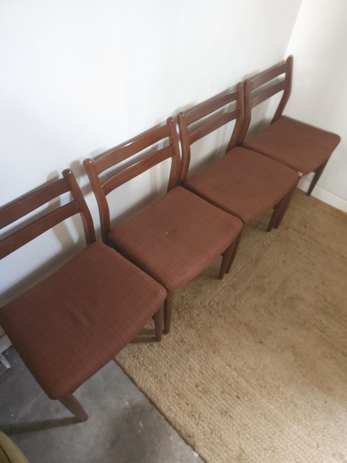 Retro Jentique Dining Chairs Mid Century Set Of 4 Dark Red Upholstery Delivery photo 175.0