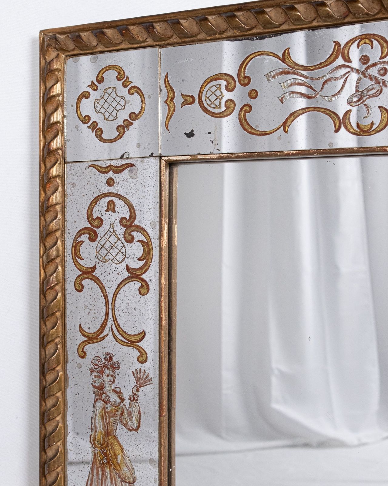 Italian Verre églomisé Mirror, Early 20th Century photo vintage
