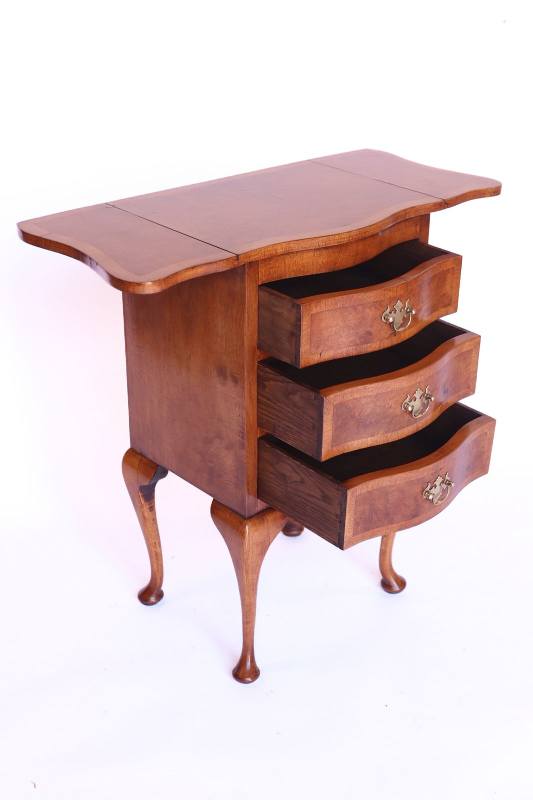 Small Burr Walnut 3 Drawer  Drop Leaf Chest 1930s photo vinterior