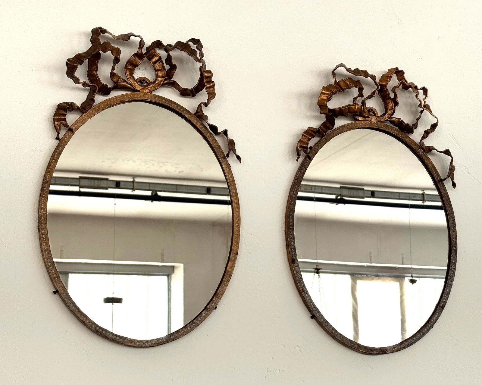 Pair Of Italian Midcentury Wrought Iron Wall Mirrors, 1950s photo Home Decor