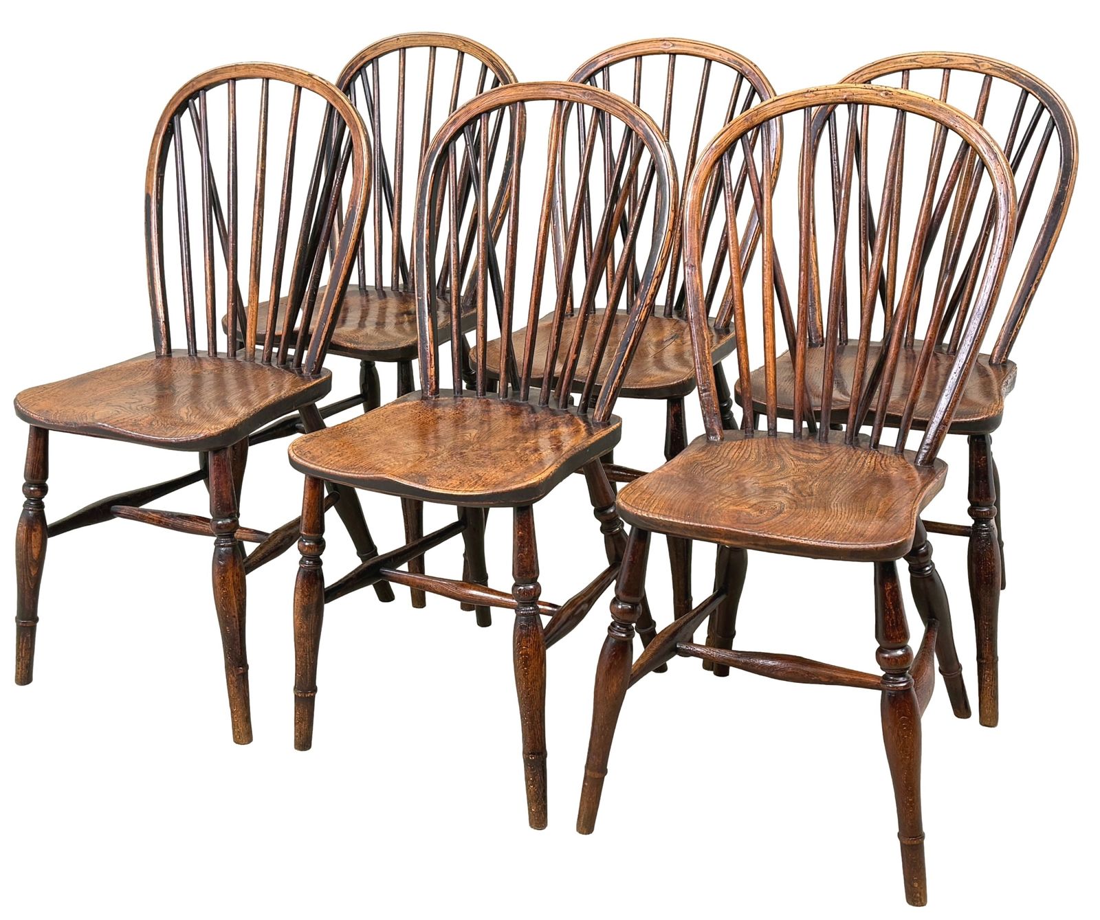 Ensemble de 6 chaises de cuisine Windsor d'époque, style campagnard, XIXe siècle (Angleterre, vers 1840) photo furniture