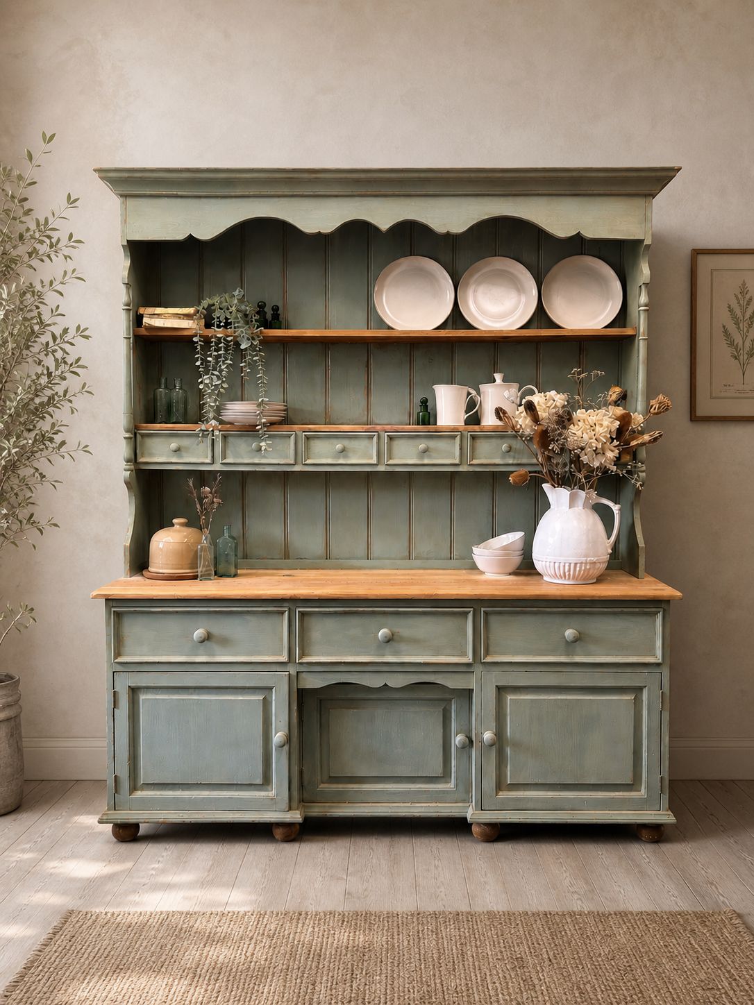 Large Hand Painted Country Dresser   French Provincial Style 168cm Wide