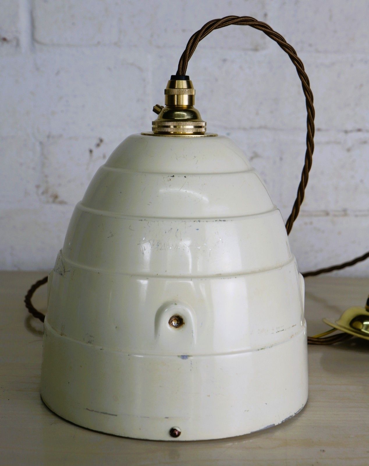118.0 Ceiling Light Vintage French Kodak Parabolique Lanterne Stepped Beehive Pendant photo