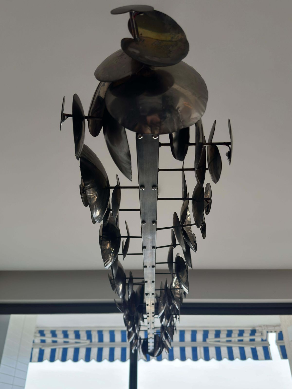 photo furniture Linear Chandelier, Patinated Pewter, Ochre London Eucalyptus, England, 2011
