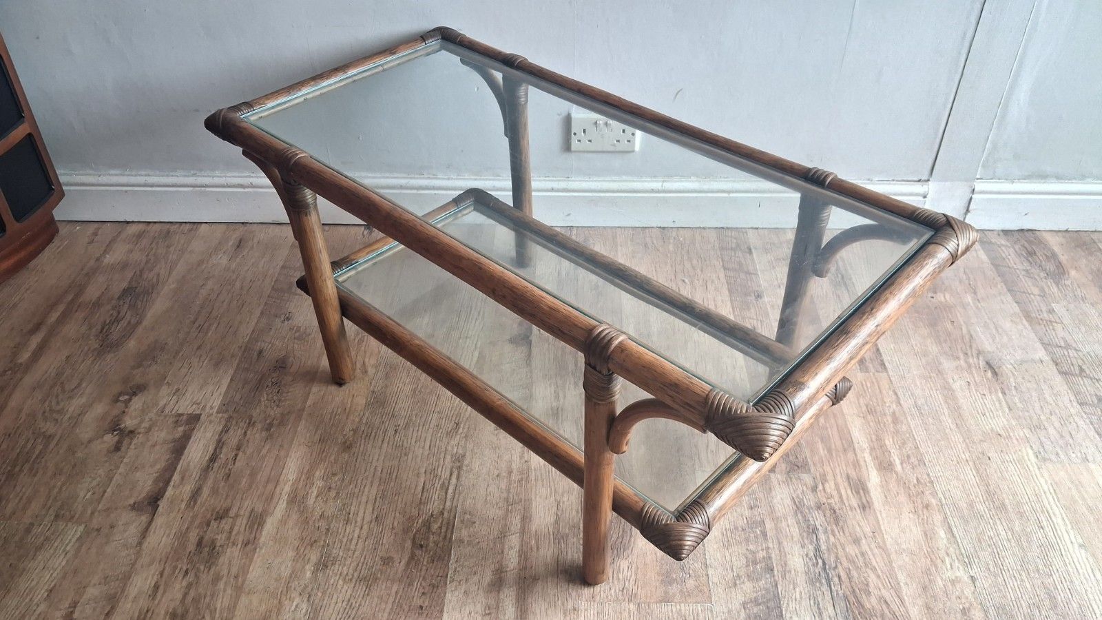 Superb  1970's Bamboo ,Rattan And Glass Mid Century Drinks /Coffee Table photo vinterior