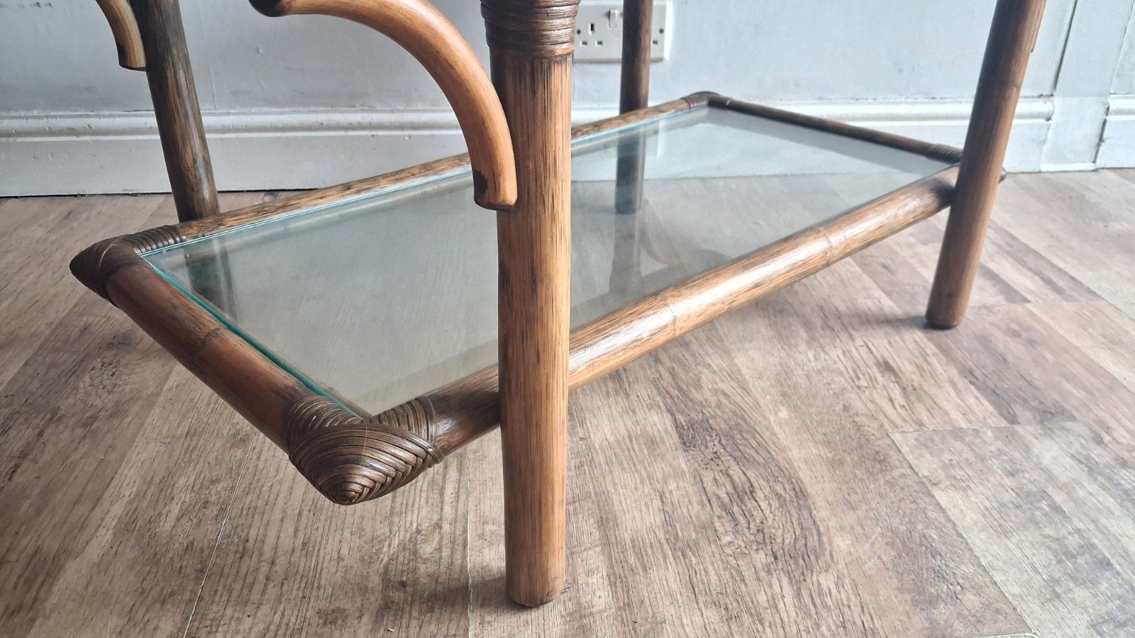 Superb  1970's Bamboo ,Rattan And Glass Mid Century Drinks /Coffee Table photo vintage