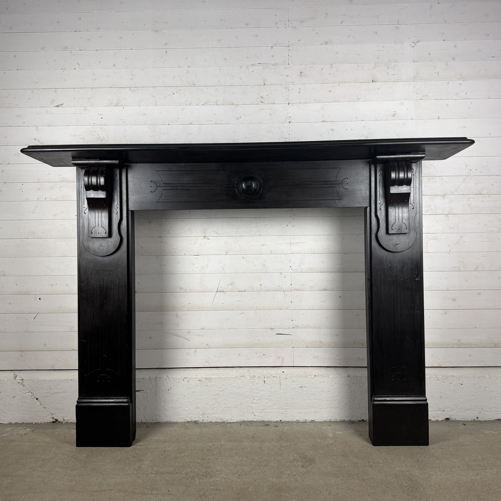 Large Original Edwardian Slate Fire Surround With Corbels photo buy