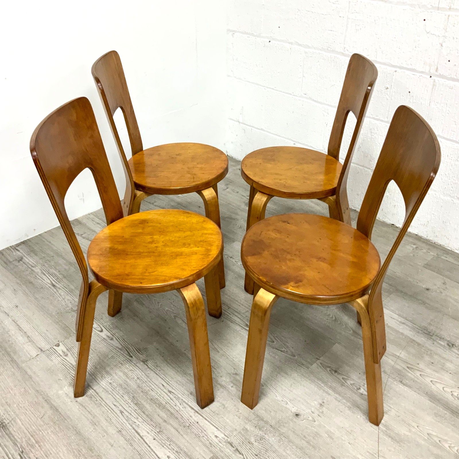 A Set Of 4 Original “Finmar” Alvar Aalto Model 66 Dining Chairs 1930s Artek photo for sale