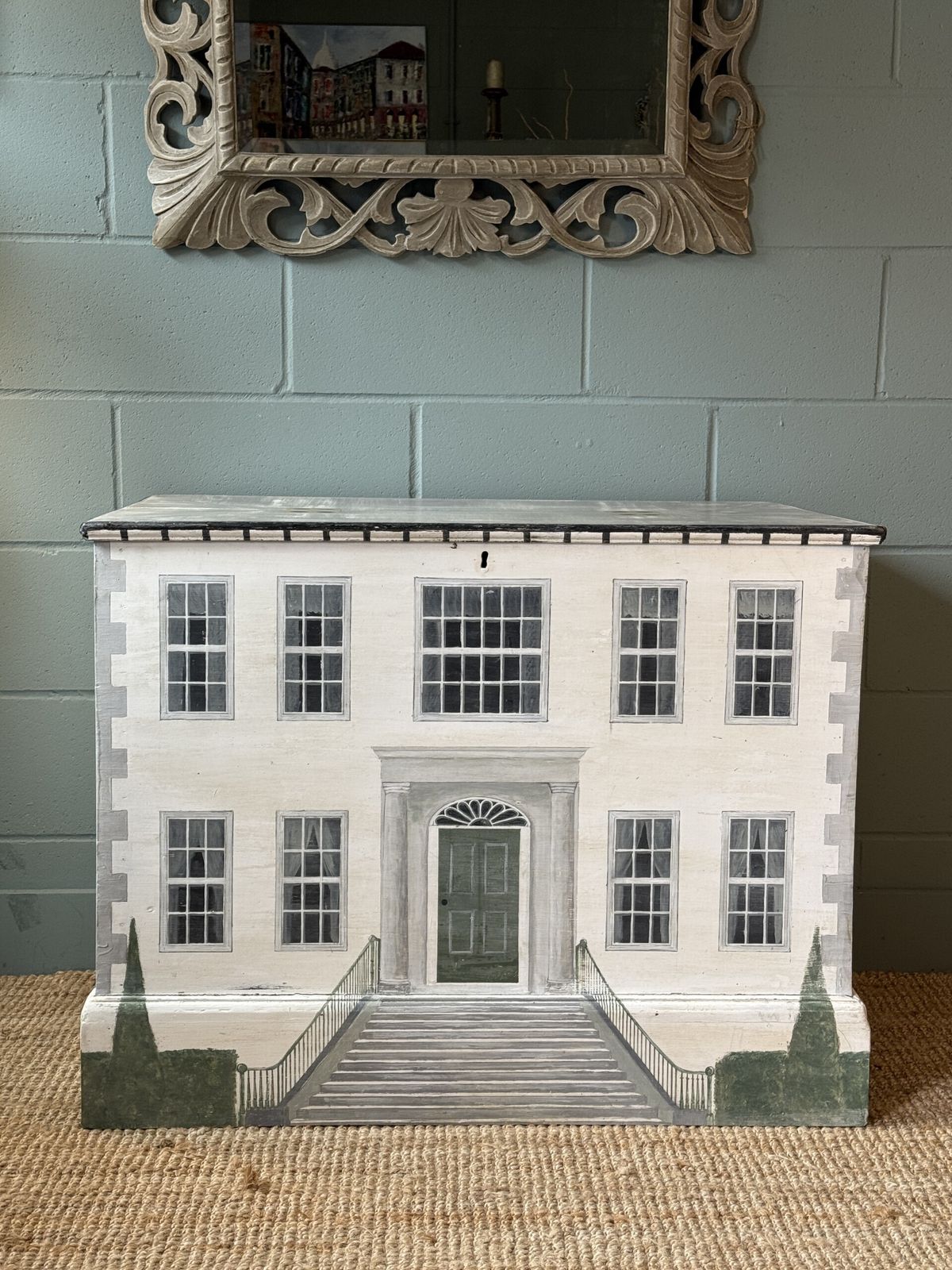 A Victorian Blanket Box Painted In The Style Of A Country Manor House photo furniture