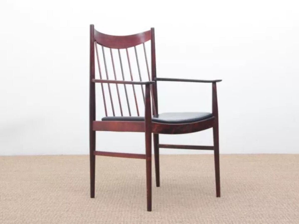 Paire de fauteuils et table d'appoint danois en palissandre et cuir, par Arne Vodder pour Sibast, 1960. photo for sale