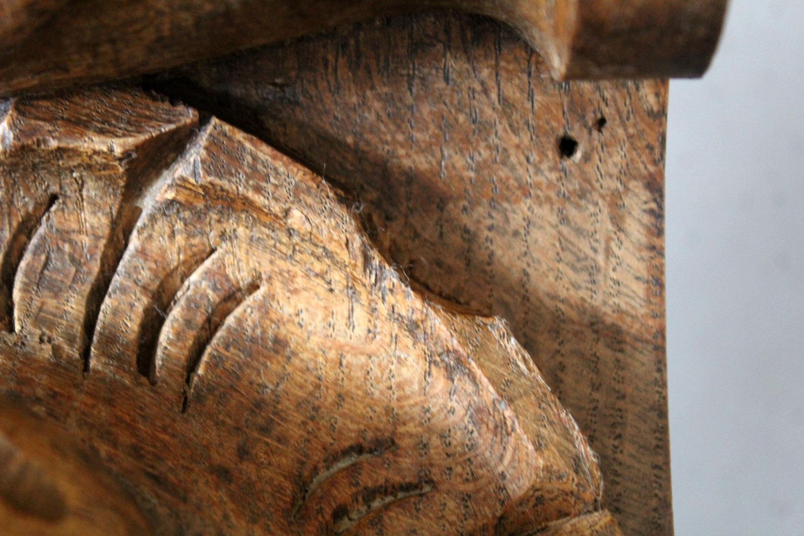 Very Large Antique Ornate Wood Corbel Bracket, Scroll Design, Man Face, Flemish Style, Acanthus Architectural, Style Renaissance, Salvage photo vintage